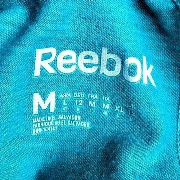 REEBOK Turquoise Scoop Neck “Beautiful” Open Criss Cross Back Athletic Tee (M) - Picture 8 of 8
